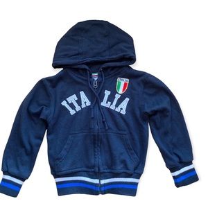 Italia Full Zip Hoodie Warm-Up Jacket Sweatshirt Kid’s Toddler 2 Black